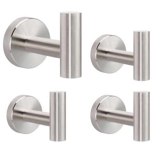 Livabber Bathroom Towel Hooks, 304 Stainless Steel Robe Shower Hooks Wall Mounted, Heavy Duty Towel Hangers for Bathroom Kitchen Bedroom (4 Pack, Brushed Nickel)