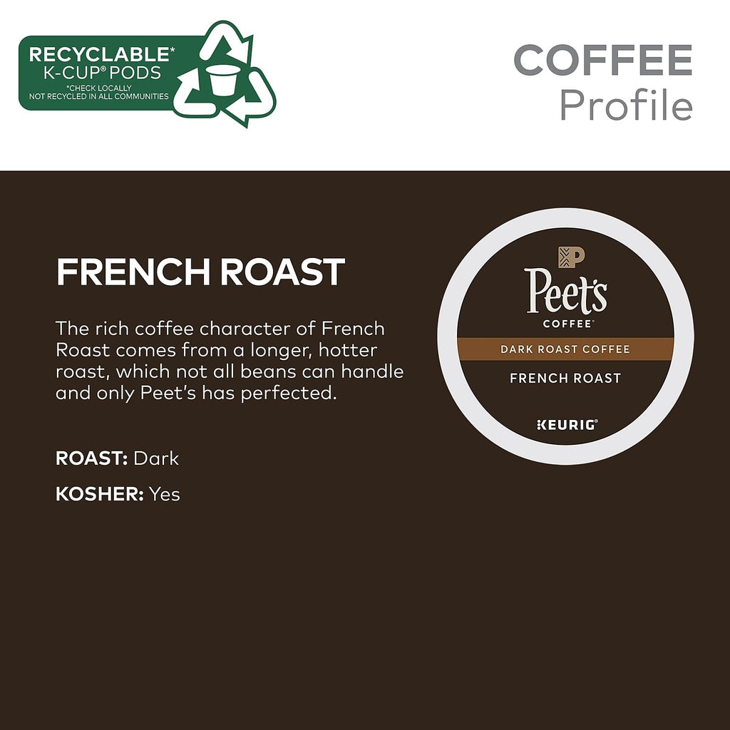Peet's Coffee French Roast K-Cup Pods - Dark Roast, 22 Count for Keurig Coffee Makers