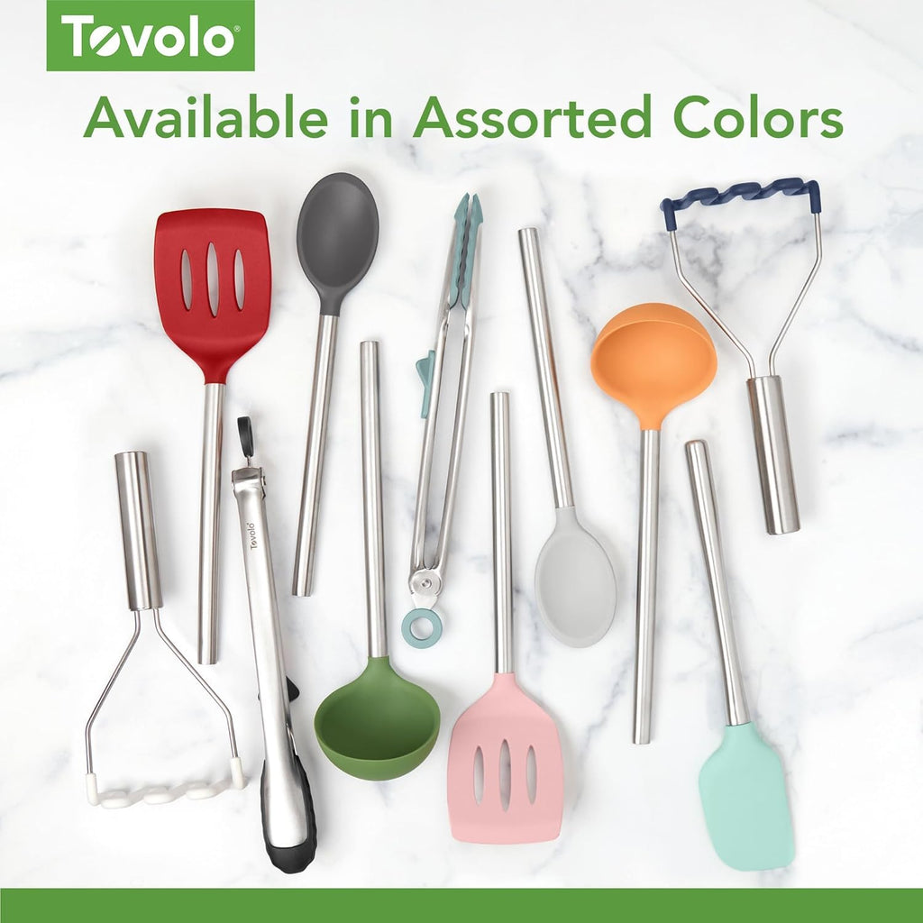 Tovolo Tongs With Silicone Tips Easy Grip 13" Long Kitchen Tongs Stainless Steel Handle For Cooking, Non Scratch Heat Resistant Locking Tongs Silicone Tipped Dishwasher Safe BPA Free, Pink Sorbet