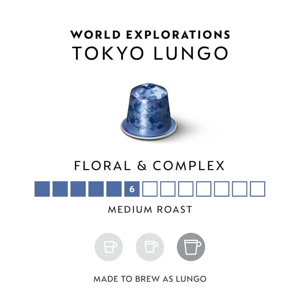 Nespresso Capsules - Original Line Tokyo Vivalto Lungo - Medium Roast Coffee Pods, 50 Count