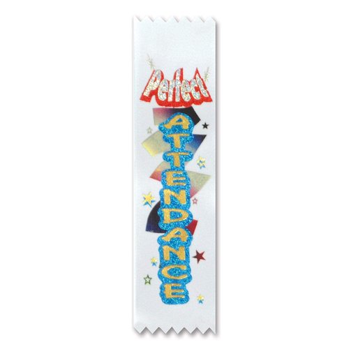 Beistle Perfect Attendance Value Ribbons, 11/2 by 61/4-Inch, 30-Pack
