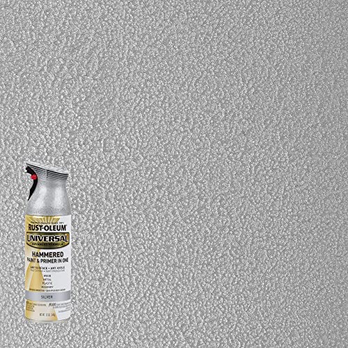 Rust-Oleum Universal Hammered Spray Paint, 12 oz, Silver - Fast Dry, Rust Preventive, Any Angle Spray