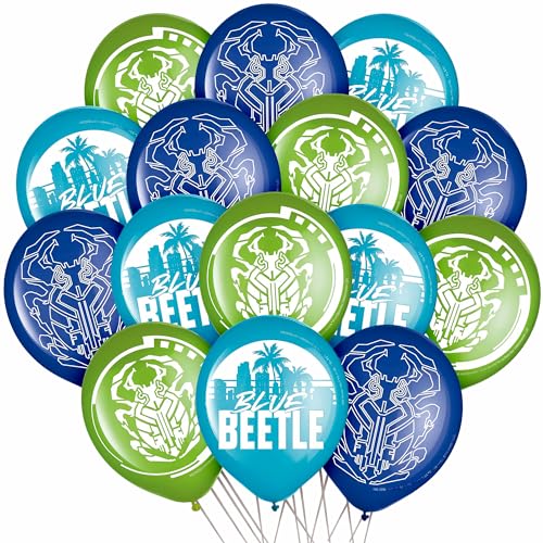 Blue Beetle Latex Balloons - 12" Pack of 6 for Kids' Parties