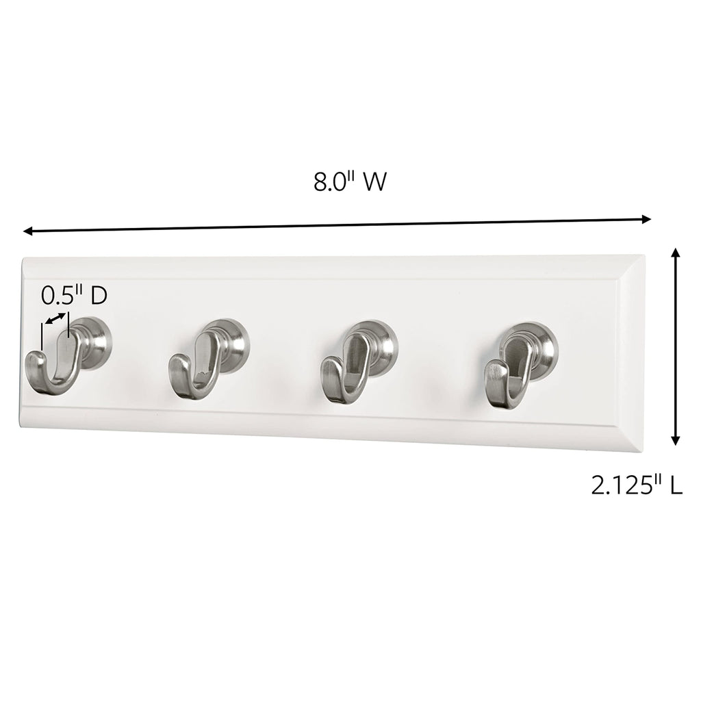 Command Key Rails, Total 2 Key Racks with 12 Command Strips, 2 Pack of 1 Rail, 4 Key Hooks on One Rail, Organize Damage-Free