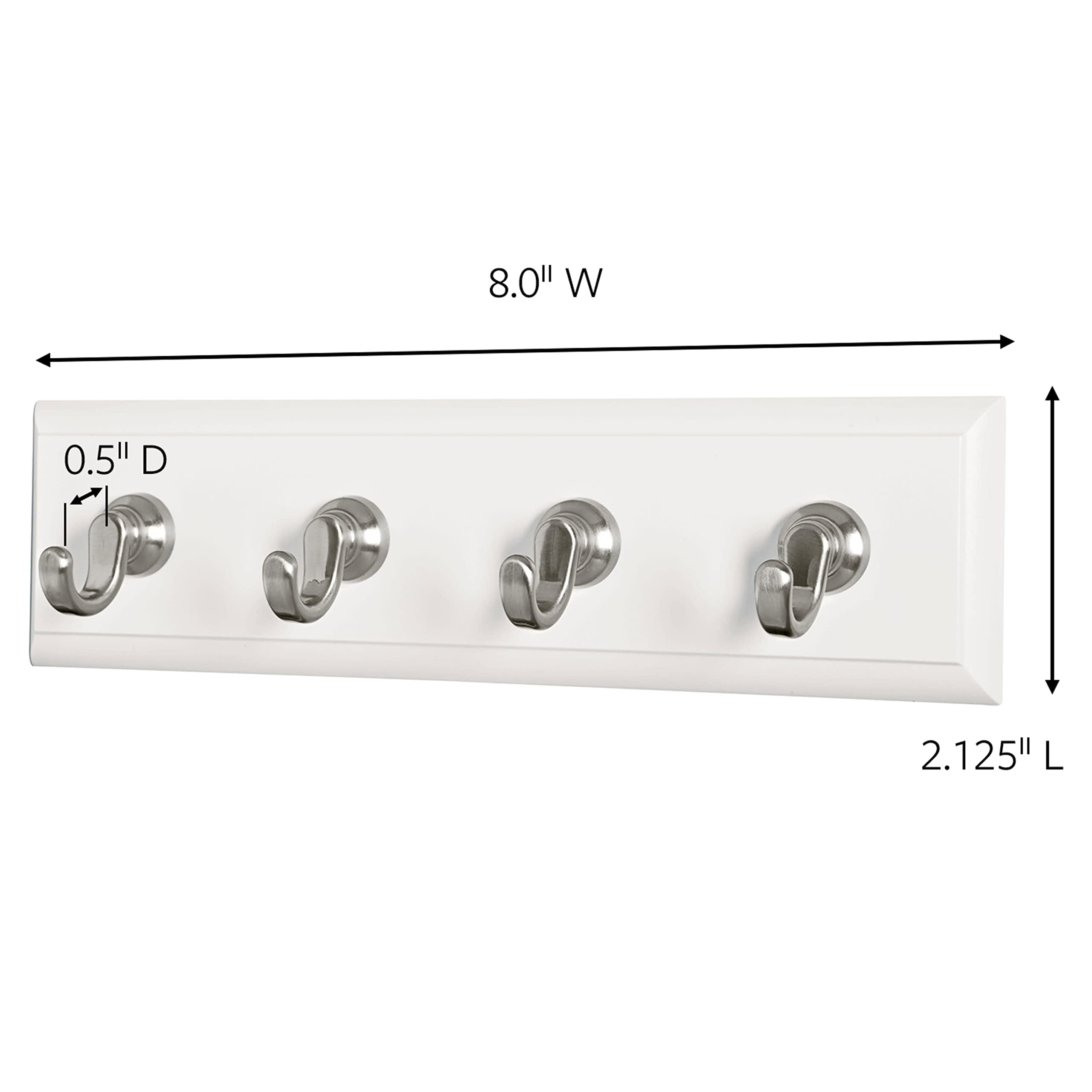Command Key Rails, Total 2 Key Racks with 12 Command Strips, 2 Pack of 1 Rail, 4 Key Hooks on One Rail, Organize Damage-Free
