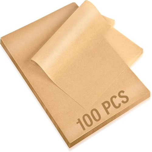 Kovpnor Parchment Paper Sheets - 100 Pcs Unbleached Non-Stick Baking Sheets | 9x13 In for Grilling & Air Frying