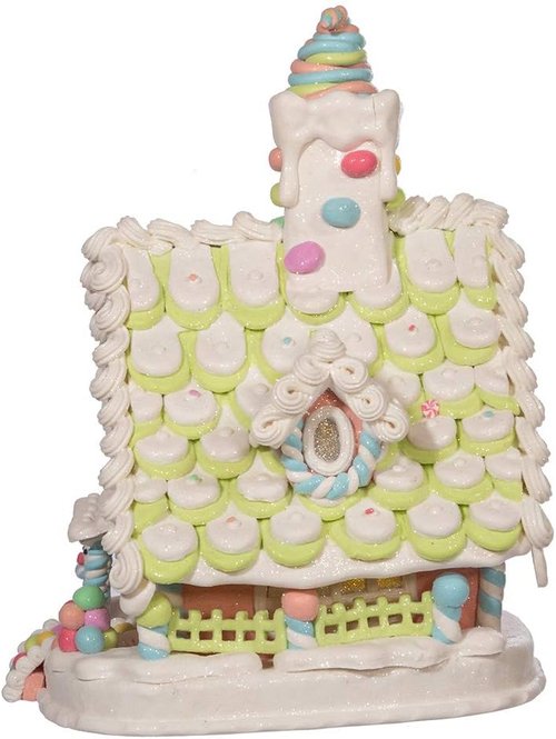 Kurt S. Adler 12.5-Inch Light-Up Pastel Gingerbread House | Battery-Operated Holiday Decor