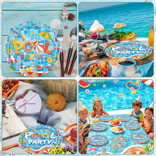40PCS Summer Pool Party Plates and Napkins Set - Beach Theme Tableware