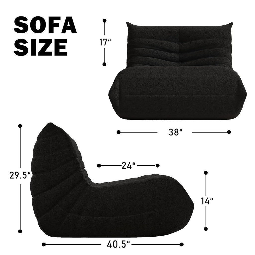 Bean Bag Chair, Memory Foam Bean Bag Sofa Large Bean Bag Chair for Adults, Bean Bag Chairs for Teens with High Density Comfortable Foam, Memory Foam Lazy Sofa for Living Room, Bedroom (Black)