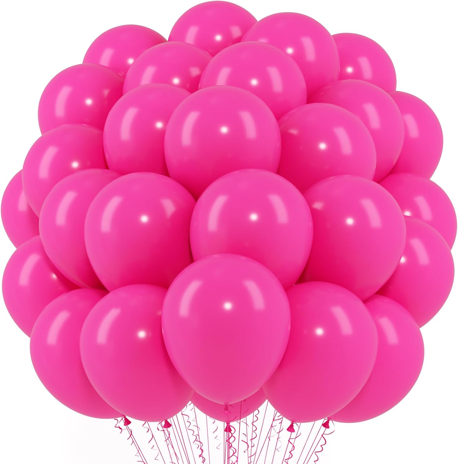 Voircoloria Hot Pink Balloons - 12-Inch Dark Pink Latex Party Balloons | 66-Pack for Weddings & Celebrations