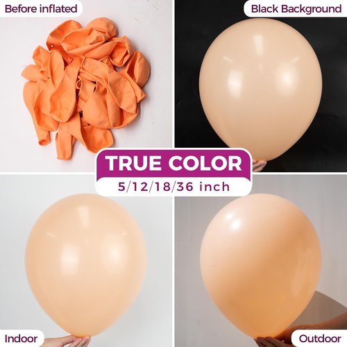 Bezente 18-Inch Pastel Orange Balloons - 30 Pack Thick Latex Balloons for Weddings & Parties