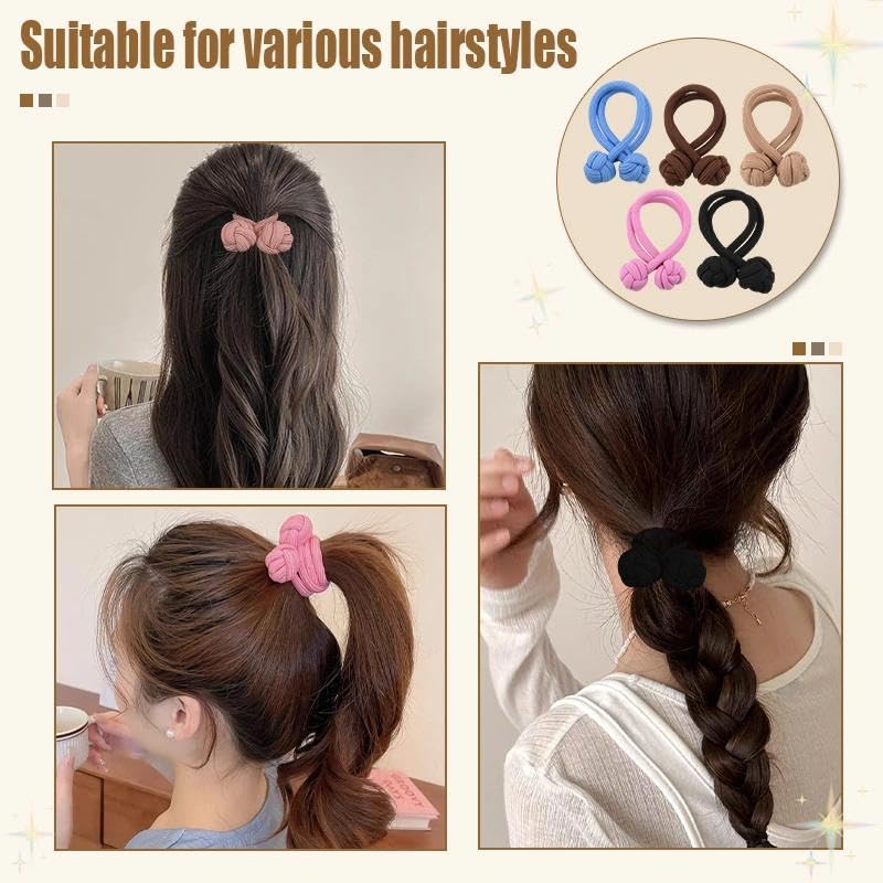 Chinese Knot Hair Ties 5 PCS Elastics Bands for Thick Long Hair