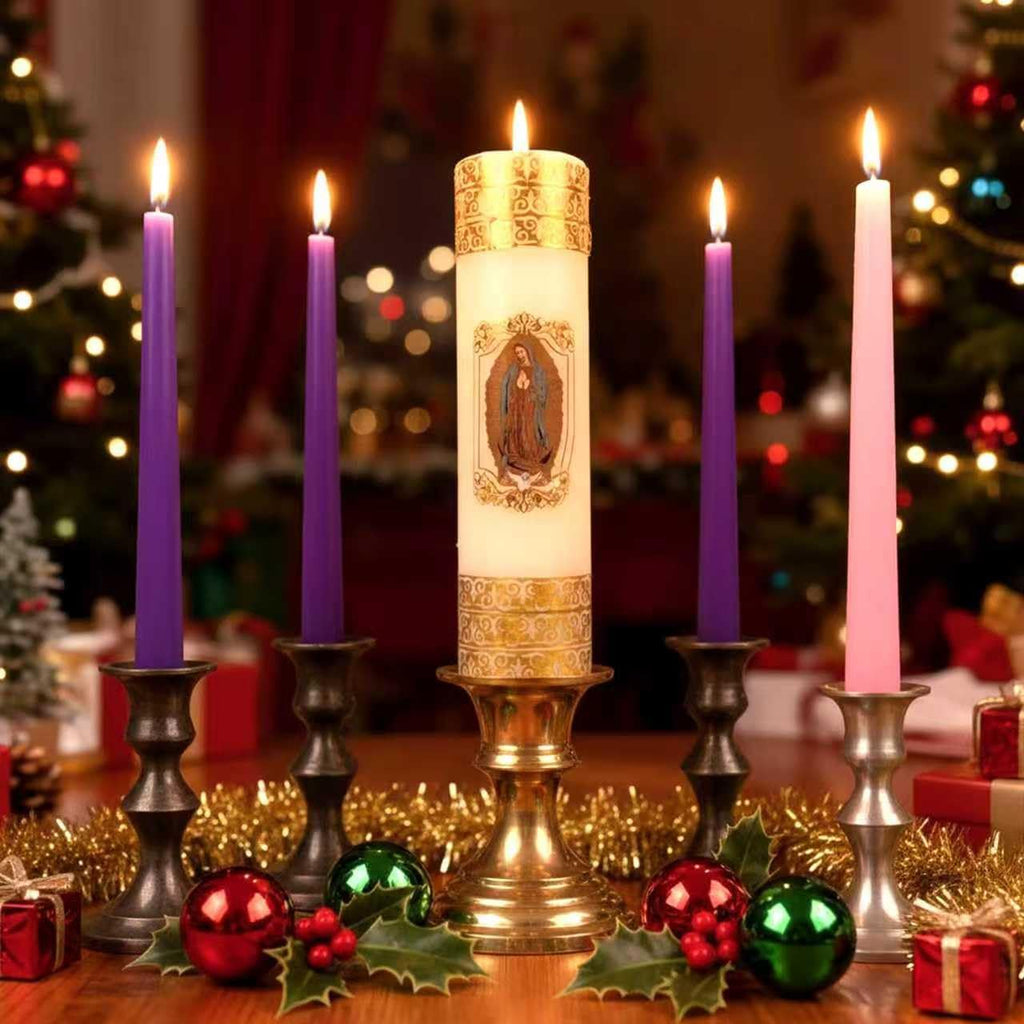 Regine Switzerland Advent Candle Holders - 4-Piece Nativity Wreath Centerpiece Decor | Christmas Decorations