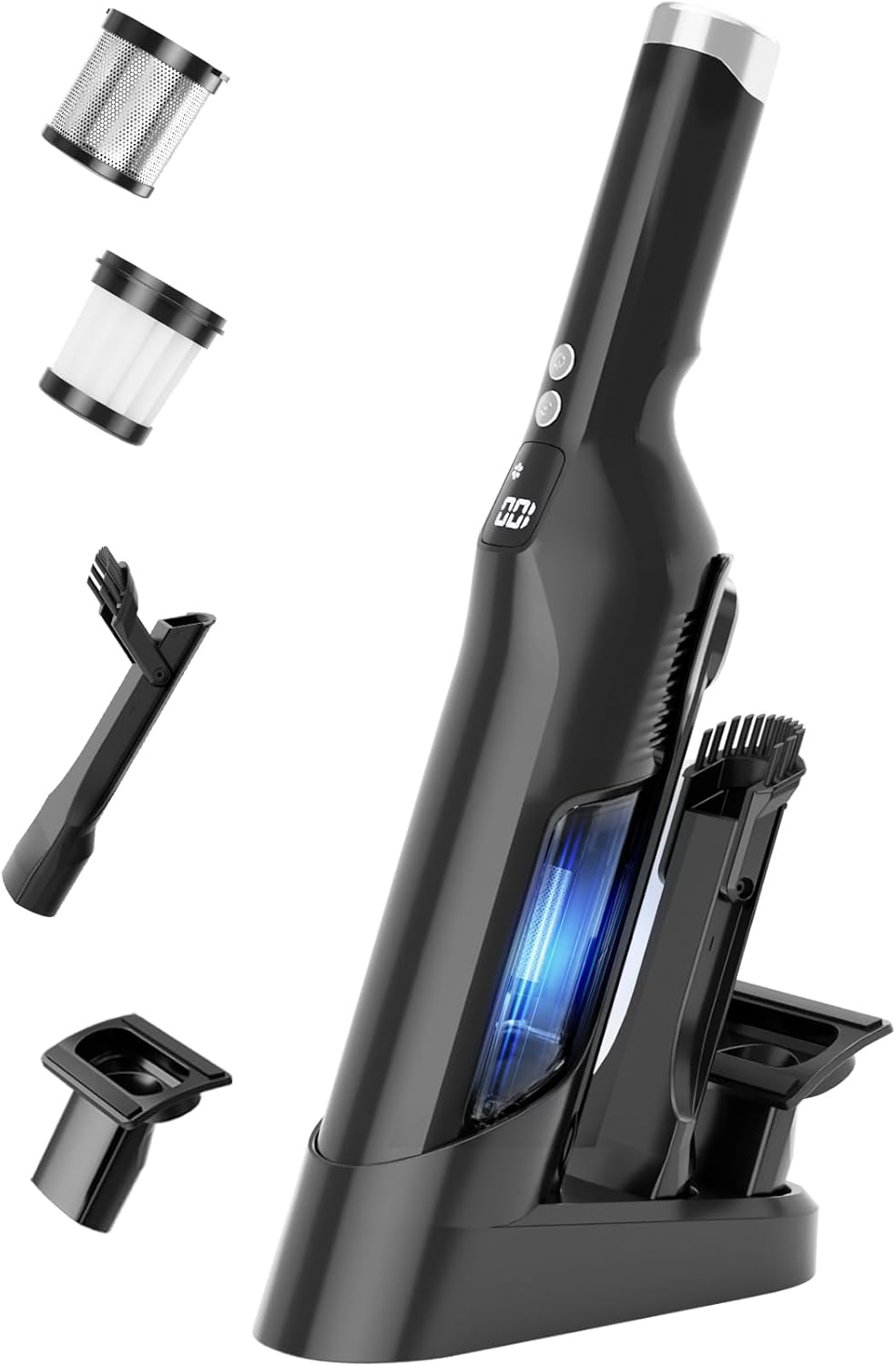 Sweepcent Handheld Vacuum - Cordless 24Kpa Car Vacuum with Brushless Motor & Charging Dock | Lightweight 1.5lbs, 2-Speed for Home, Car & Pets (Black)