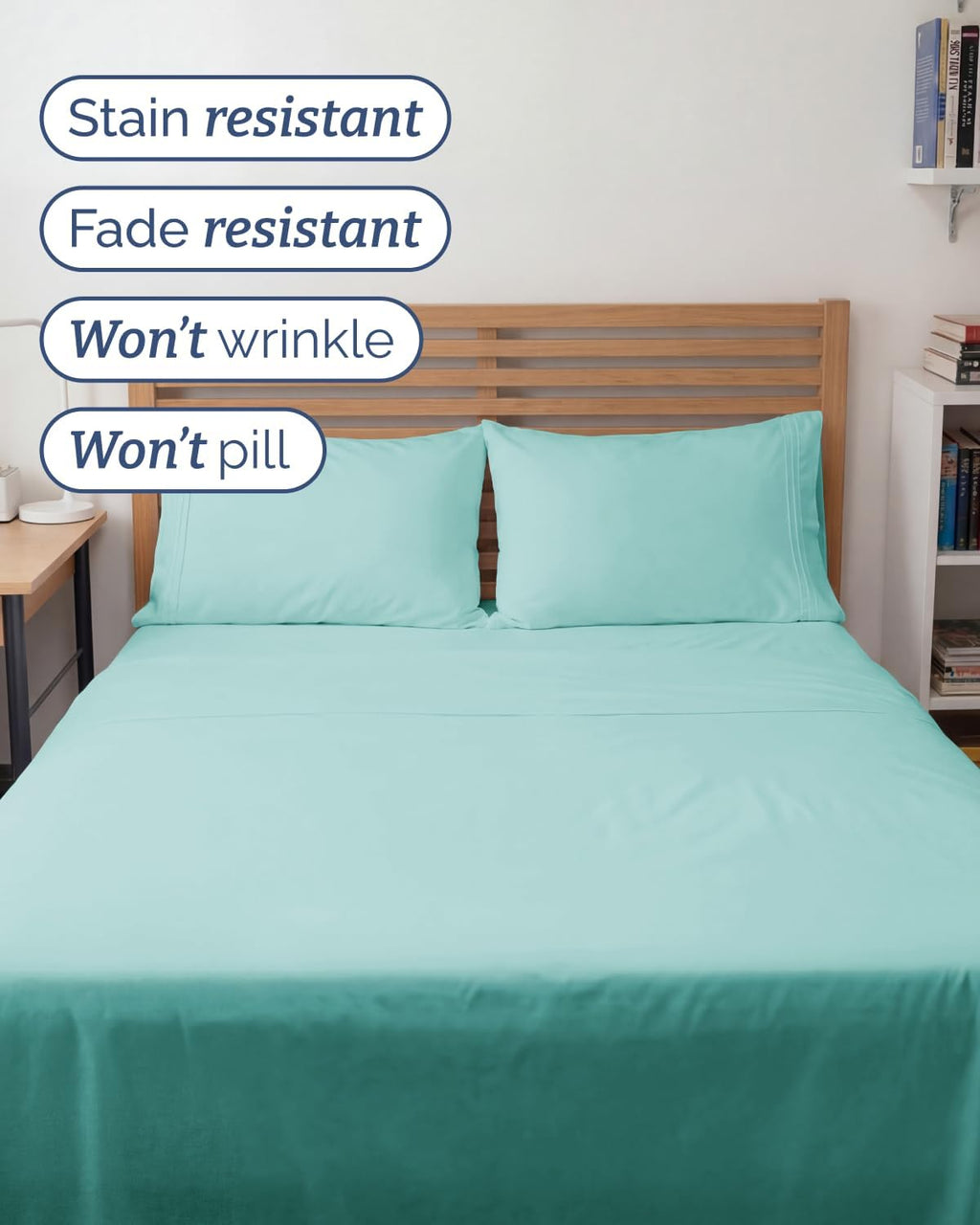 Skiennix Full XL Bed Sheet Set - Soft, Breathable & Cooling 4-Piece Luxury Bedding - Deep Pockets, Spa Blue