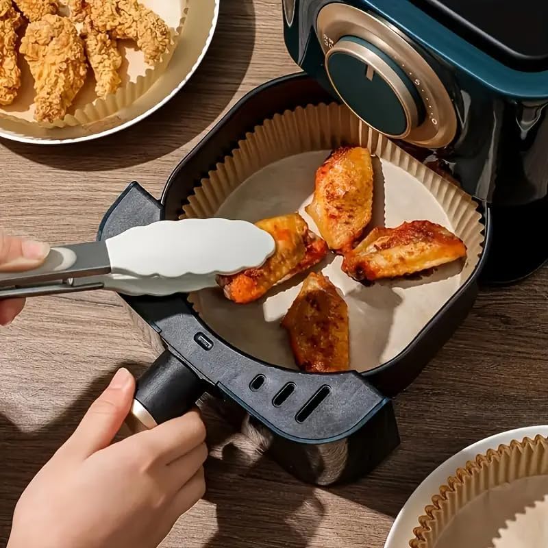 Skiennix Air Fryer Paper Liners - 200 Pcs Non-Stick & Leak-Proof 8" Square Parchment Liners