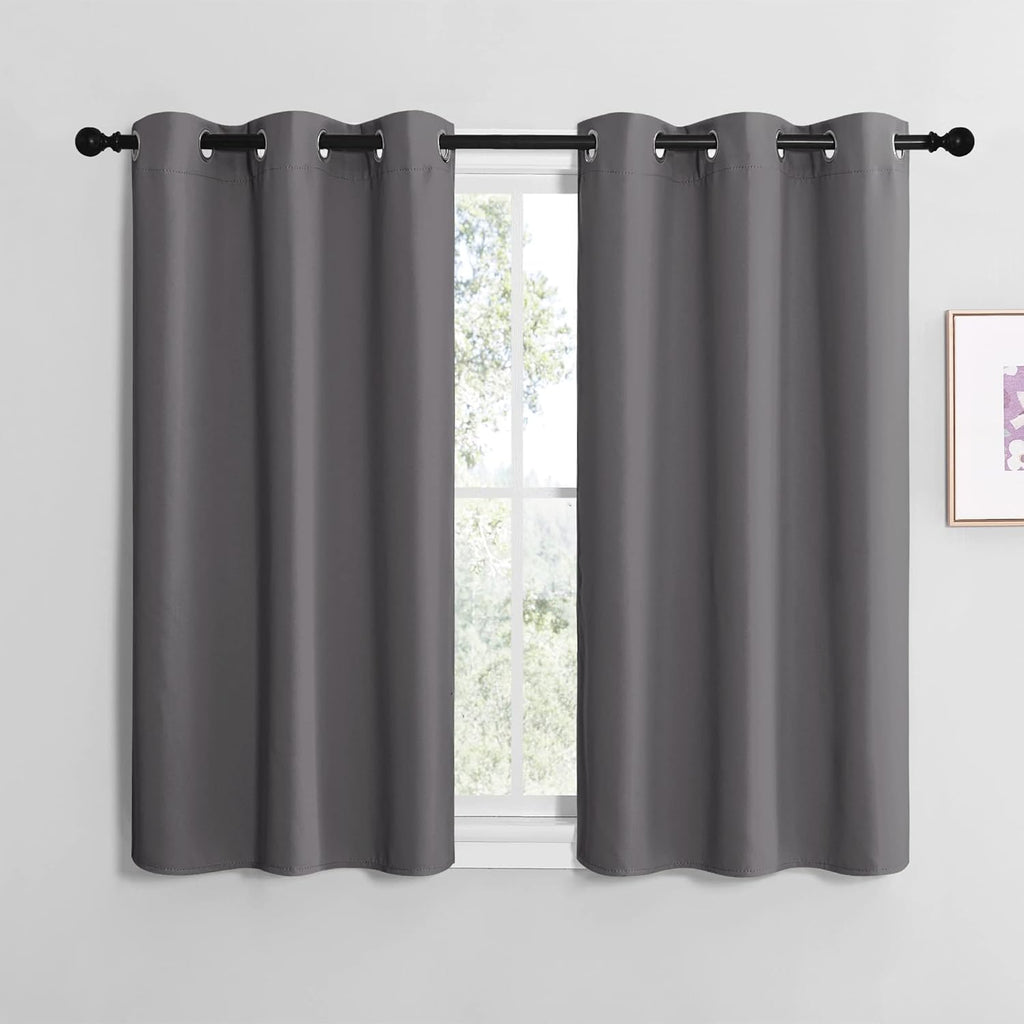 NICETOWN Blackout Curtain Panels - Thermal Insulated Grey Drapes | 2 Panels, 29" x 20" for Bedroom or Basement