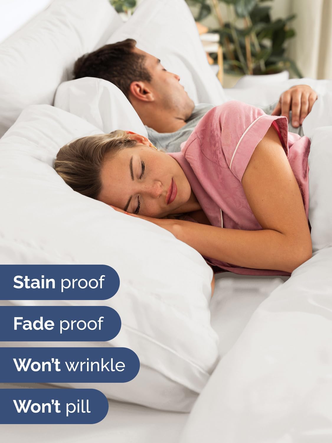 Skiennix Extra Deep Split King Sheet Set - 7 Piece Cooling Bedding - Soft, Wrinkle-Free, Antique White