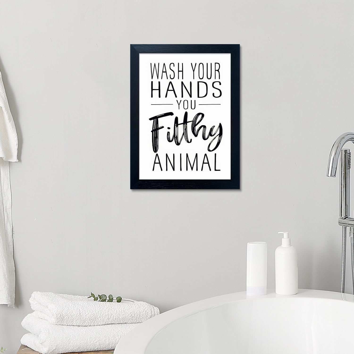 Regine Switzerland Bathroom Decor | Black and White Framed Art for Guest Toilets & Kids' Washrooms
