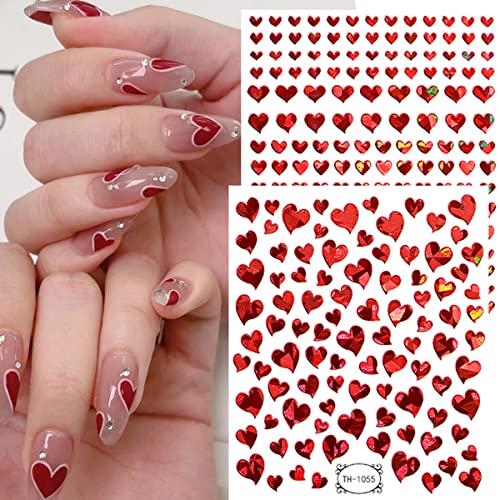 Valentine's Day 3D Heart Nail Art Stickers Self-Adhesive Decals (6 Sheets)