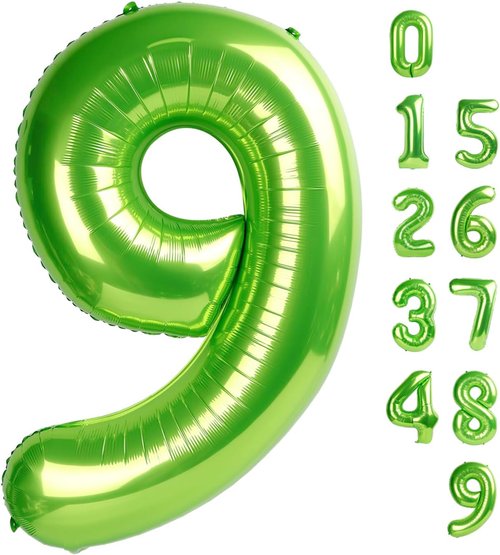 Light Green Number 9 Balloon by [Brand Name] - 40 Inch Birthday Party Decoration for 9, 19, 90 Celebrations