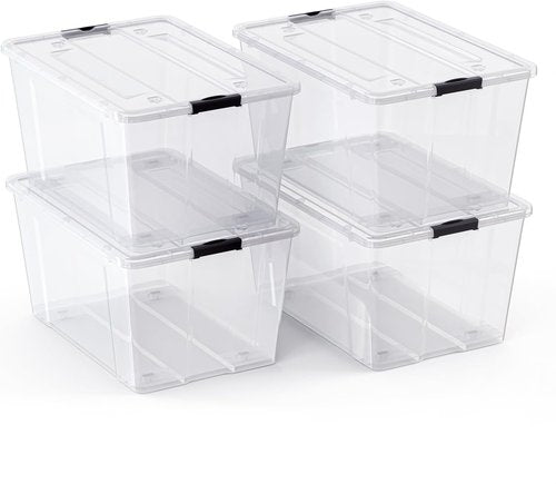Lifetime Appliance Parts 75 Qt. Clear Plastic Storage Bin Tote - Ultra Durable Lid & Secure Latching Buckles