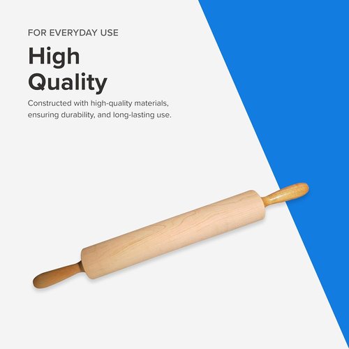 Frieling Rolling Pin - 2.75" x 15" Natural Wood Dough Roller with Nylon Bushings for Smooth Baking