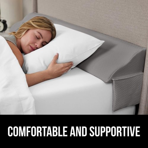 GORILLA GRIP Bed Wedge Pillow - Patented Design for Headboard Gap | Comfortable High-Density Foam, King Size, Soft Gray