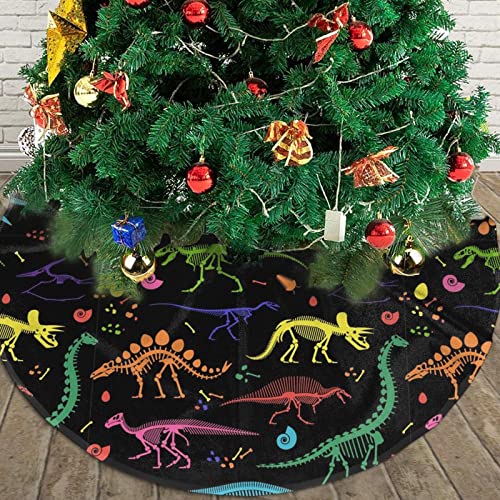 B TREE Dinosaur Christmas Tree Skirt 30 Inch Colorful Holiday Mat