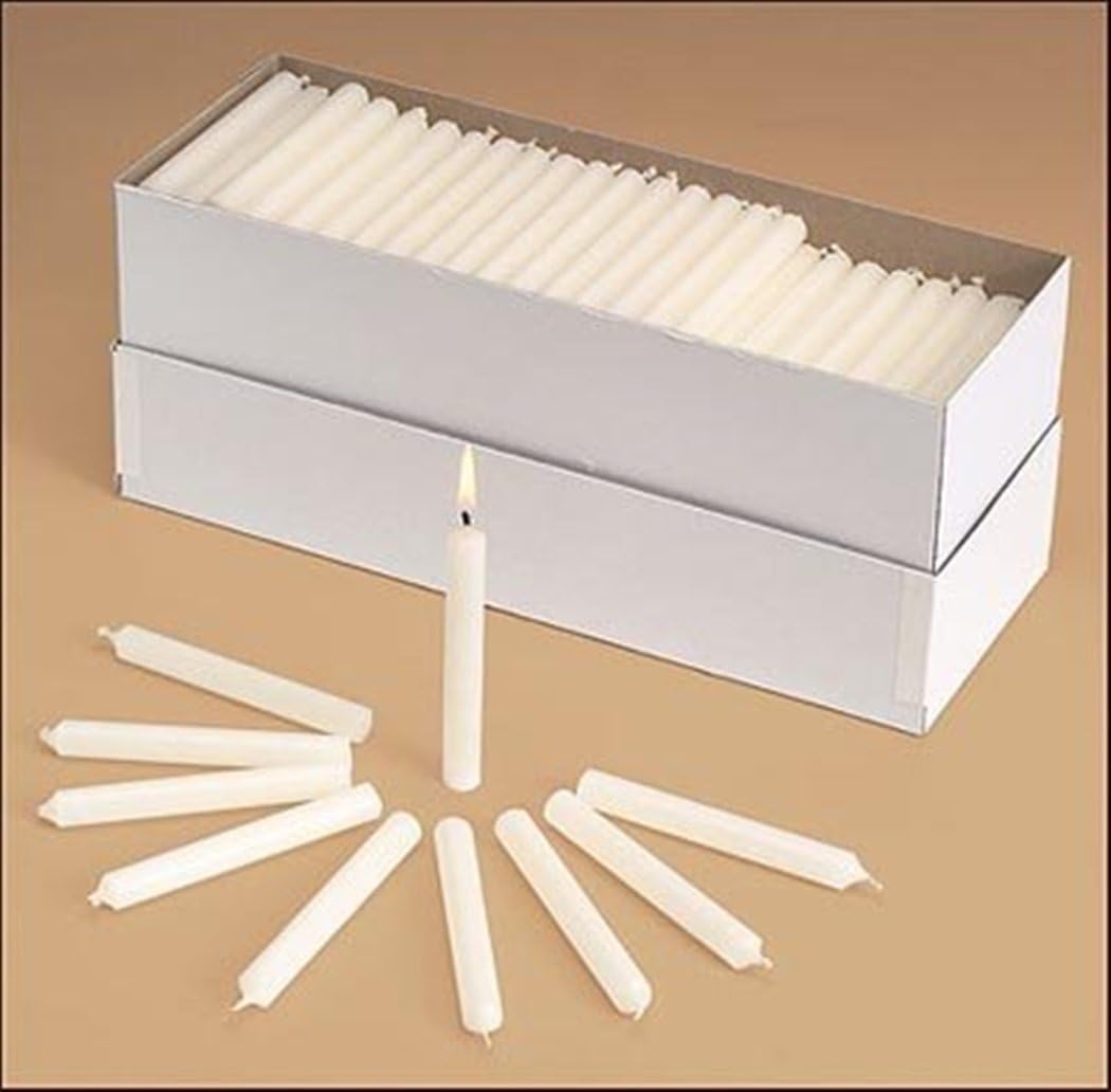 1home Unscented White Candles - Ideal for Church Services & Memorial Vigils | 1/2 x 4 1/4 Inch, 100 Per Box