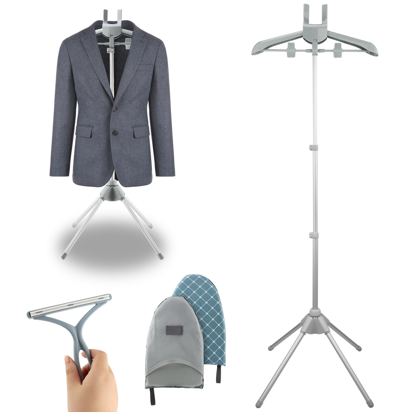 Zornaveli Garment Steamer Hanger, Steamer Stand with Ironing Glove & Lint Remover, Adjustable Handheld Clothes Steamers Rack for Home