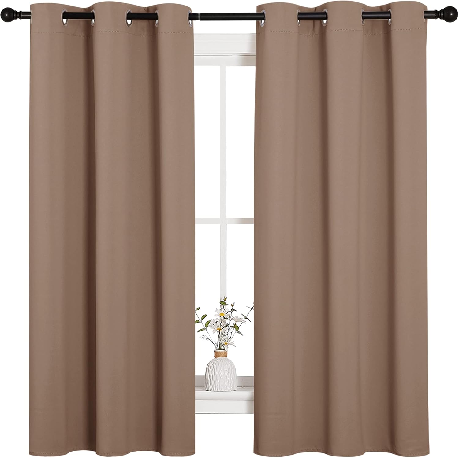 NICETOWN Blackout Curtains - Thermal Insulated Grommet Drapes for Bedroom | Set of 2 Panels, 42x63 Inch, Cappuccino