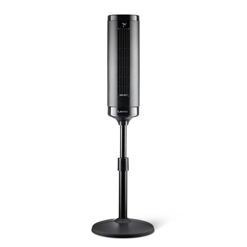 Lasko Elevation Adjustable Tower Fan 42”-54”, Pedestal Fan, 31 ft/s Airflow, Quiet 28 dB, 90° Oscillation, 12h Timer, Remote, Black, EST100