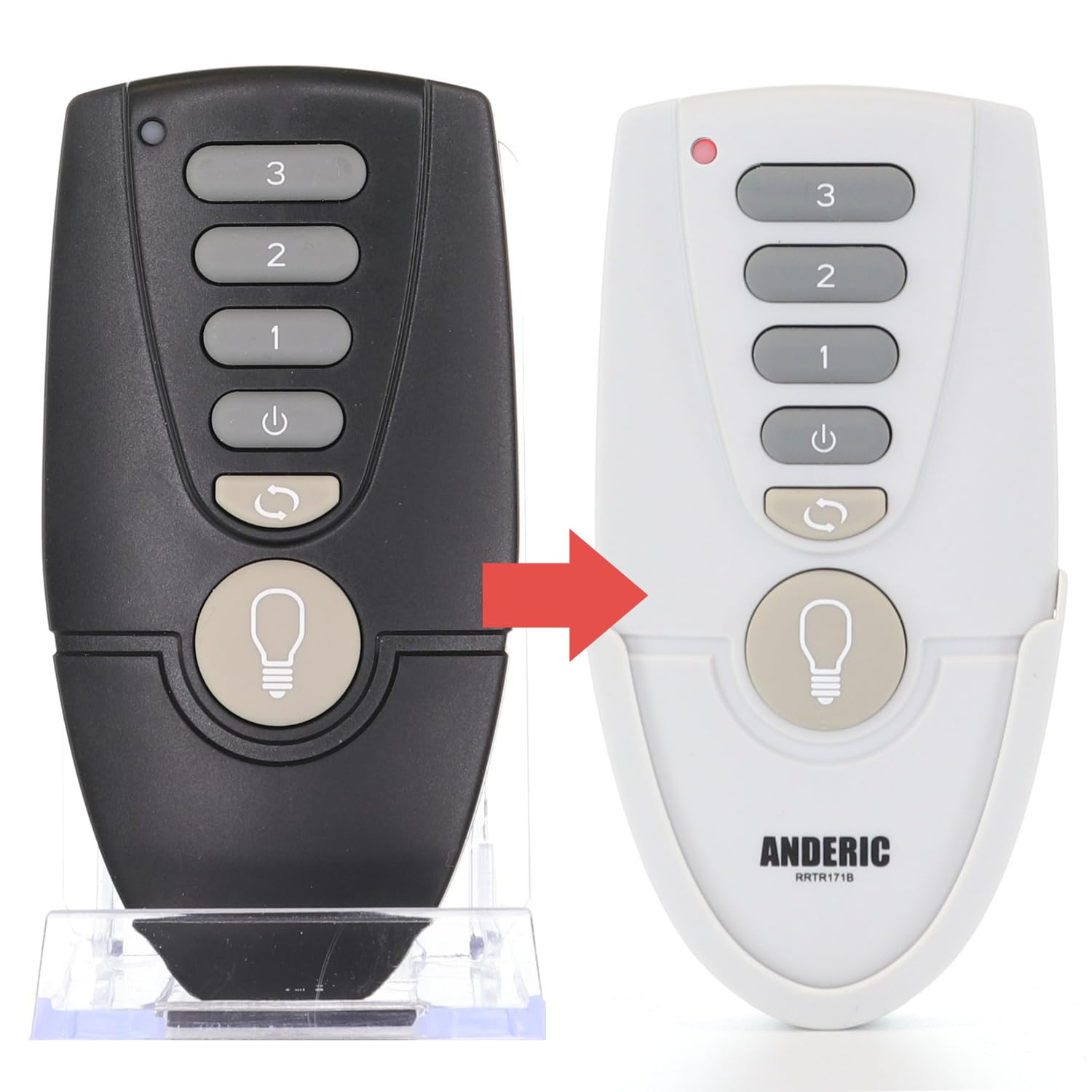 Anderic RRTR171B Ceiling Fan Remote Control Replacement for Home Decorators TR171B & Hampton Bay UC7222T434 Fans – Works with MR77A Receiver – Fan Speed, Reverse & Light Dimmer, Not Universal – White