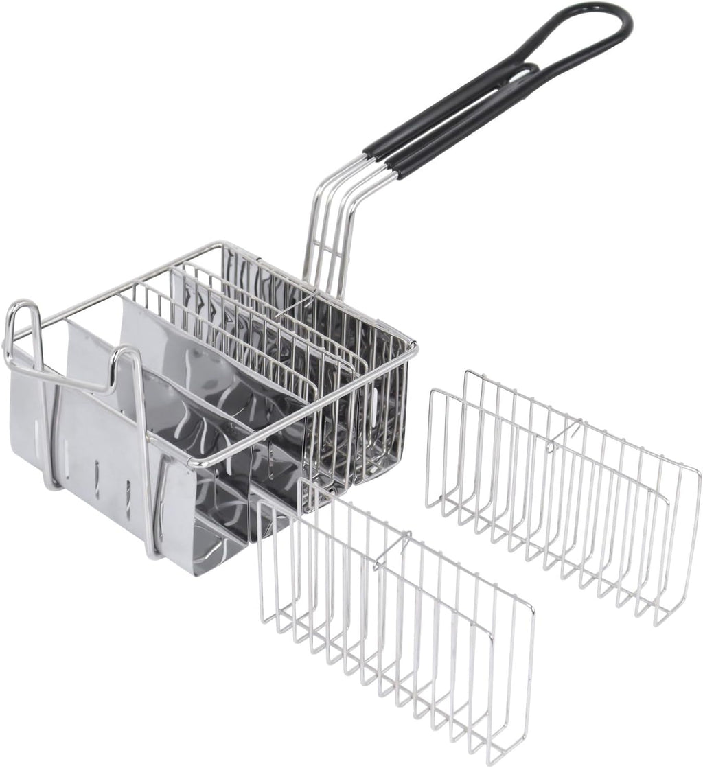 Skiennix Taco Fryer Basket - Stainless Steel Deep Fryer with Handle | Flat Bottom Shell Mold