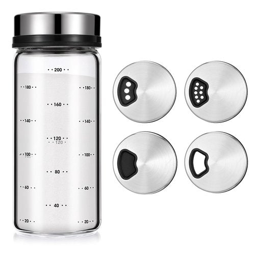 Gjinxi Salt Pepper Shakers with Adjustable Pour Holes, Clear Glass Seasoning Shakers, Moisture Resistant Seasoning Shaker, Spice Dispenser for Season, Picnics