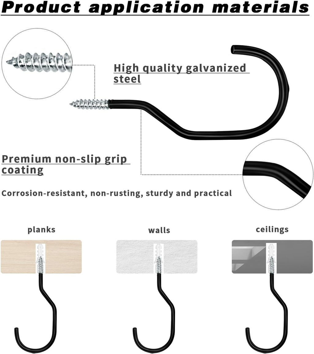 Skiennix Heavy Duty Bike Hooks - 12 Pack Bicycle Storage Hangers for Garage & Garden Organization