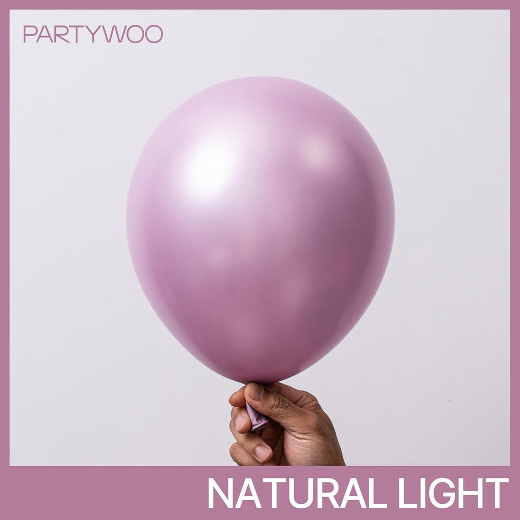 PartyWoo Metallic Pink Balloons - 100 Pack of Chrome Balloons in 5, 10, 12 Inch Sizes for Celebrations