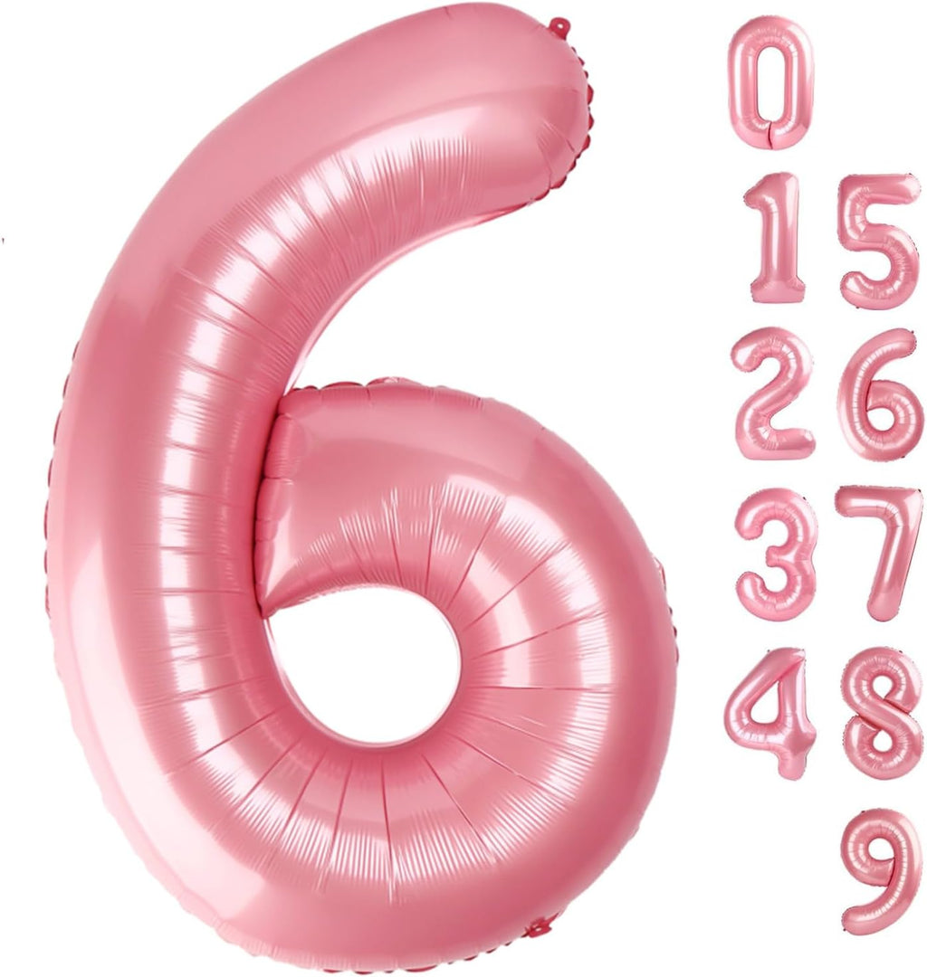 Number 6 Balloon 40 Inch - Pastel Pink Birthday Decoration for Boys & Girls | Perfect for 6th Birthday Celebrations