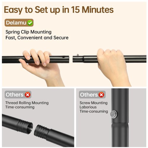 Delamu Clothes Rack, Double Rods Clothing Rack for Hanging Clothes, Metal Garment Rack with Rolling Wheels, Portable Wardrobe Closet Rack for Coat, Bedroom, Laundry, Black