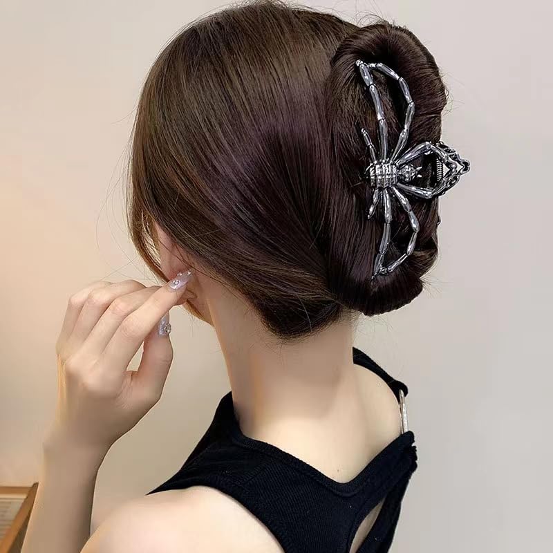 Black Spider Large Hair Clip for Thick Hair Gothic Halloween Accessory