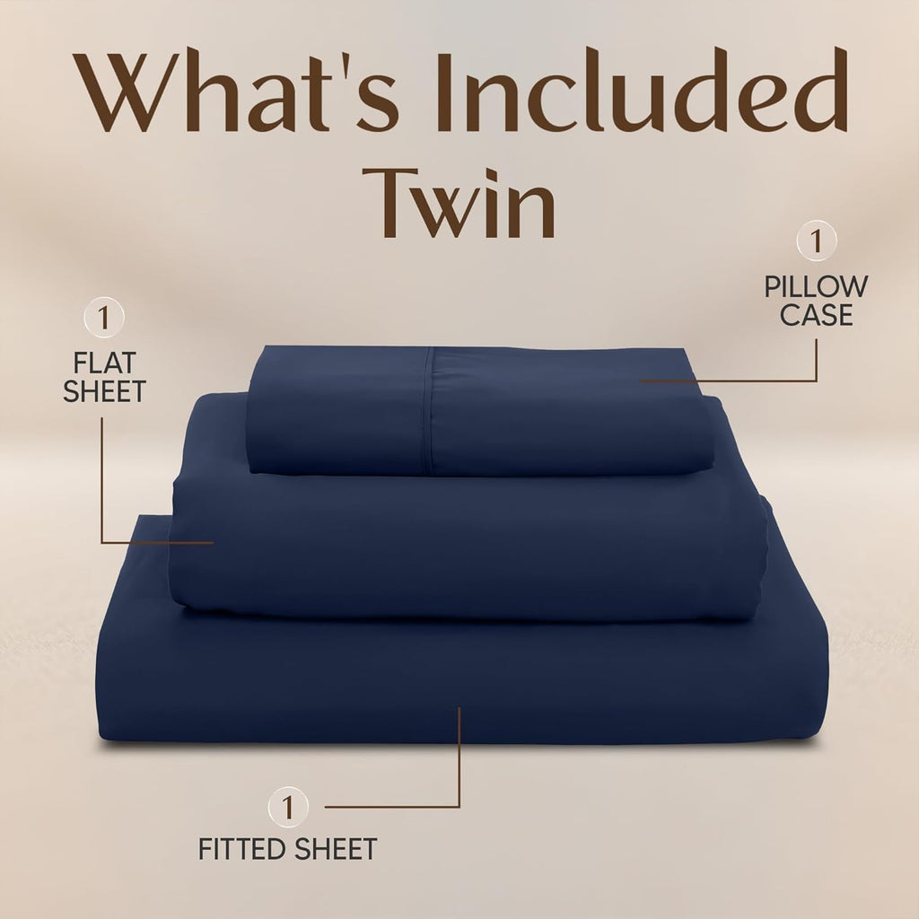 Utopia Bedding Twin Sheet Set - Soft, Breathable Microfiber | 3-Piece Bed Sheets in Navy Blue