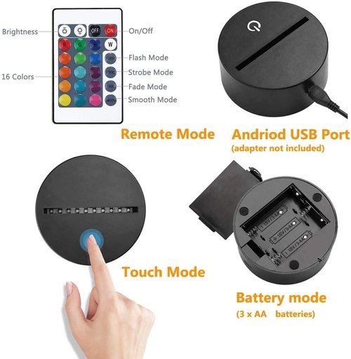 YTDZLTD Creative 3D Taekwondo Night Light 16 Colors Changing USB Power Remote Control Touch Switch Decor Lamp Optical Illusion LED Table Desk Lamp