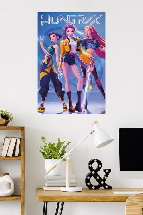 Huntrix | KPop Demon Hunters Wall Poster - 34" x 22.4" | Includes Mount Bundle for Easy Display