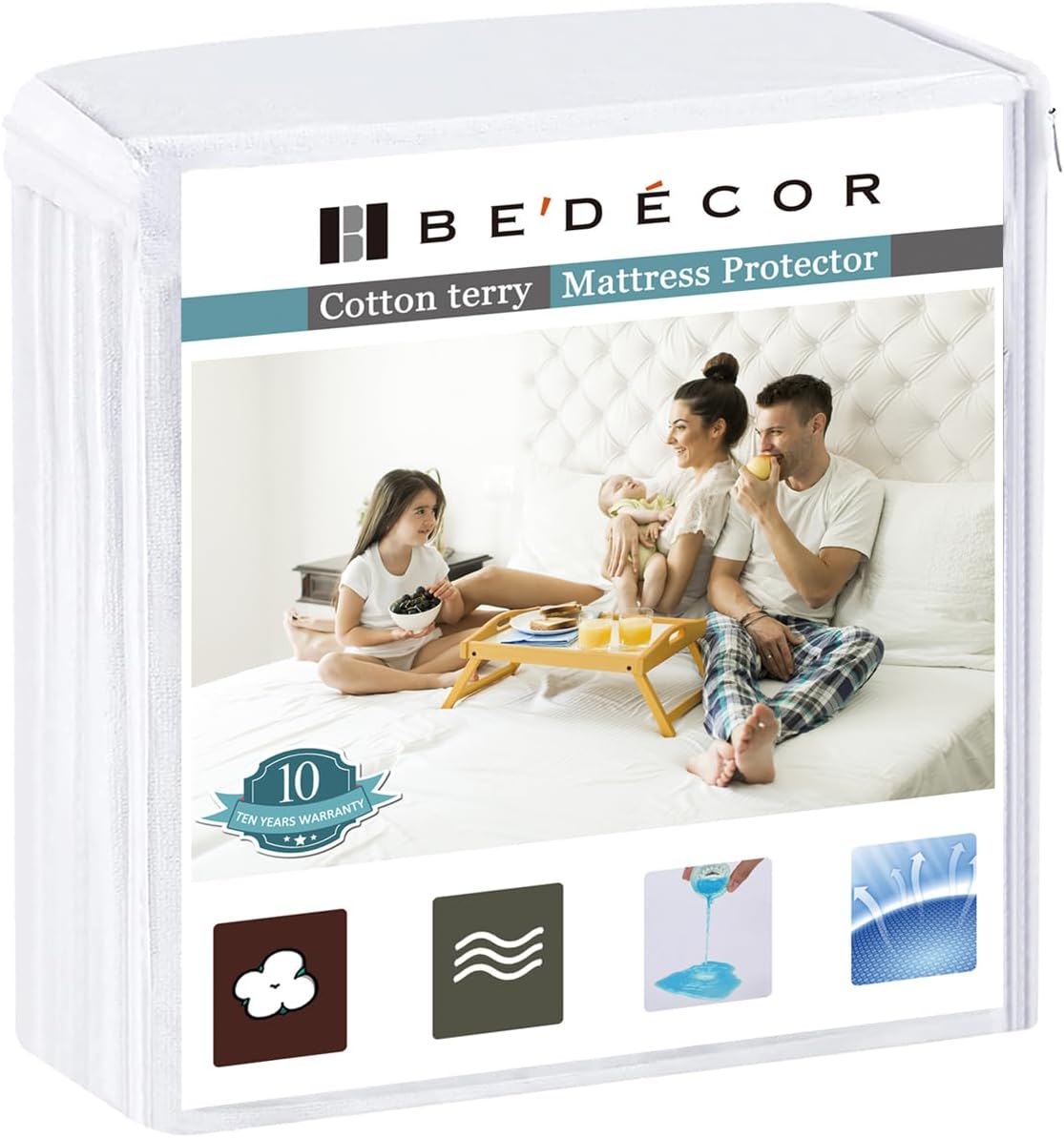Bedecor Twin Waterproof Mattress Protector - Noiseless Cotton Terry Cover | Breathable Fitted Design for Kids, Fits 9-18 Inch Depth