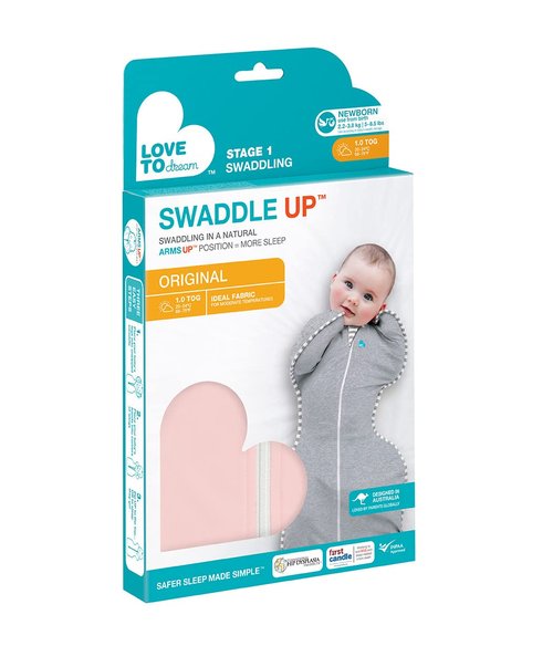 Love to Dream Swaddle UP - Baby Sleep Sack for Newborns | Self-Soothing Design, 1.0 TOG, Pink, 5-8.5 lbs