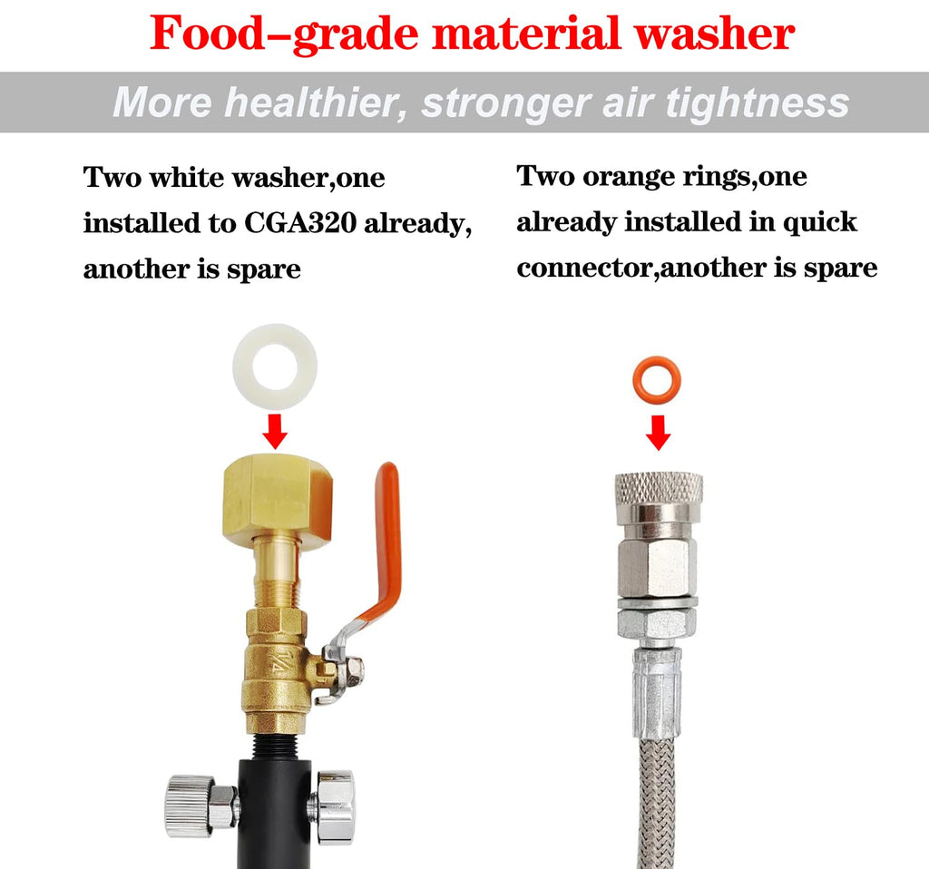 Soda Maker Adapter Hose Kit with Flow Control Ball Valve and 60inch Stainless Steel Hose,Carbonated Water Machine Co2 Tank Adapter Compatible with Jet One Touch Fizzi Aqua Fizz Blue Cylinder
