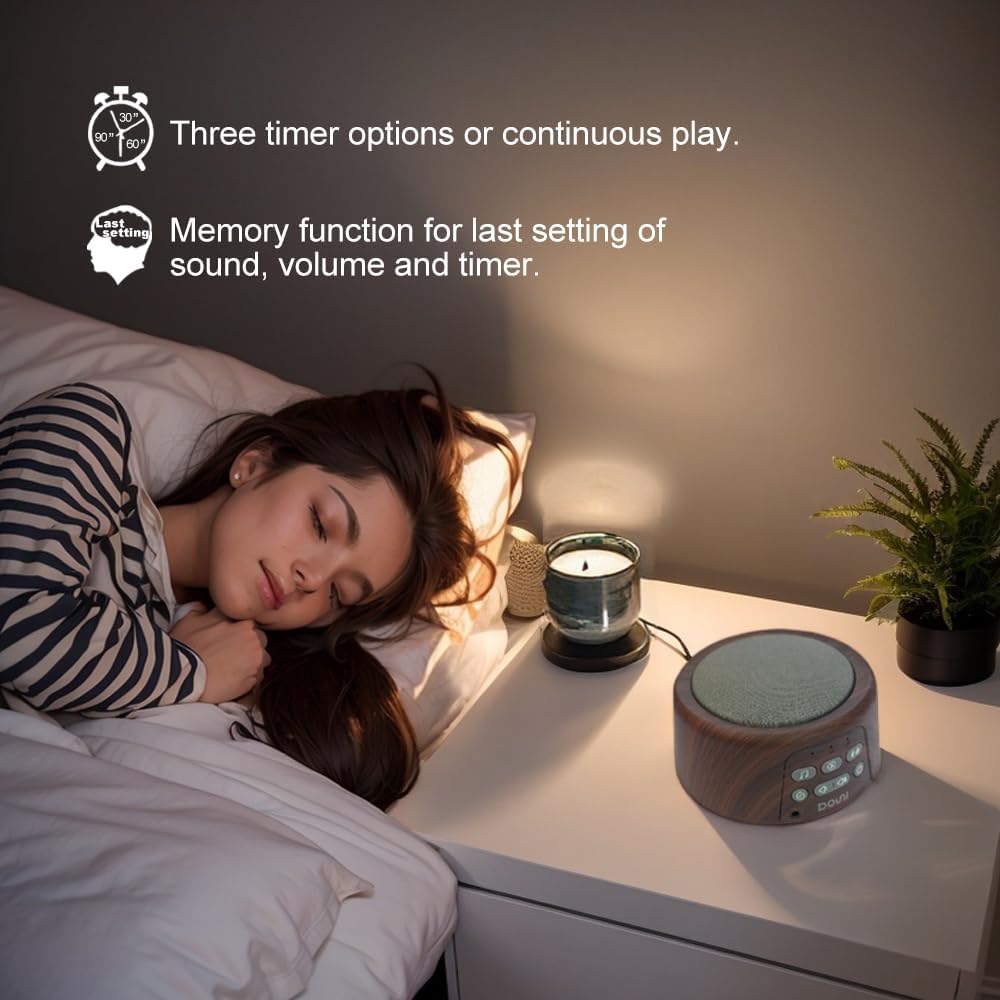 White Noise Machine | Soothing Sleep Sound Therapy with Timer & Memory Function - Brown Wood Grain