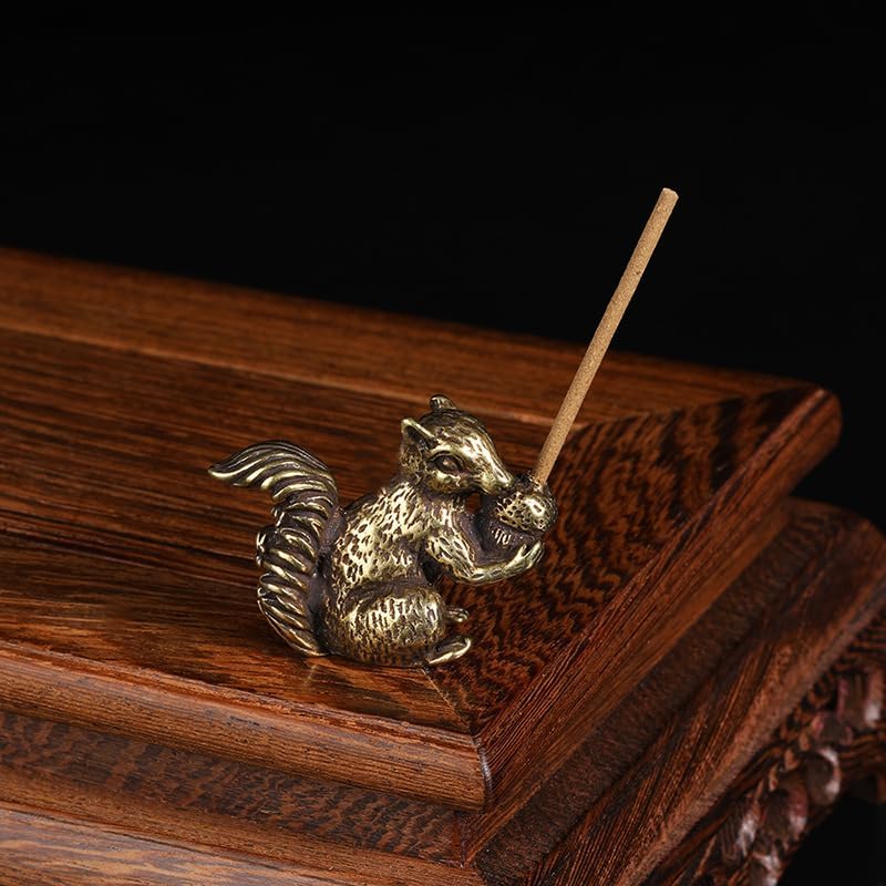 Skiennix Antique Bronze Squirrel & Rabbit Statues - Solid Copper Figurines for Desk Decoration | 2PCS Set