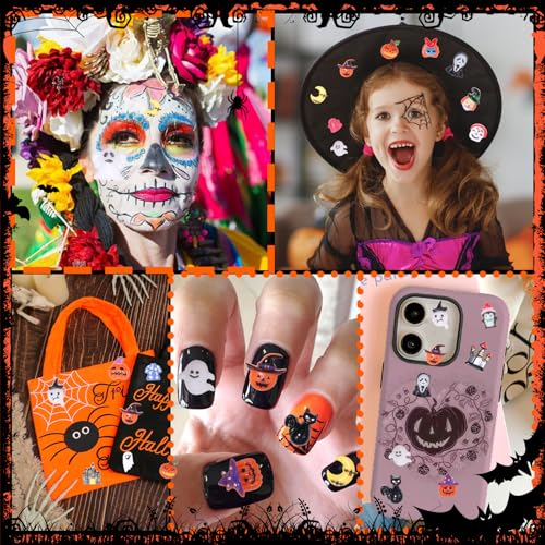 Uotey 100 Pcs Assorted Halloween Nail Charms 3D Resin Pumpkin Ghost Art